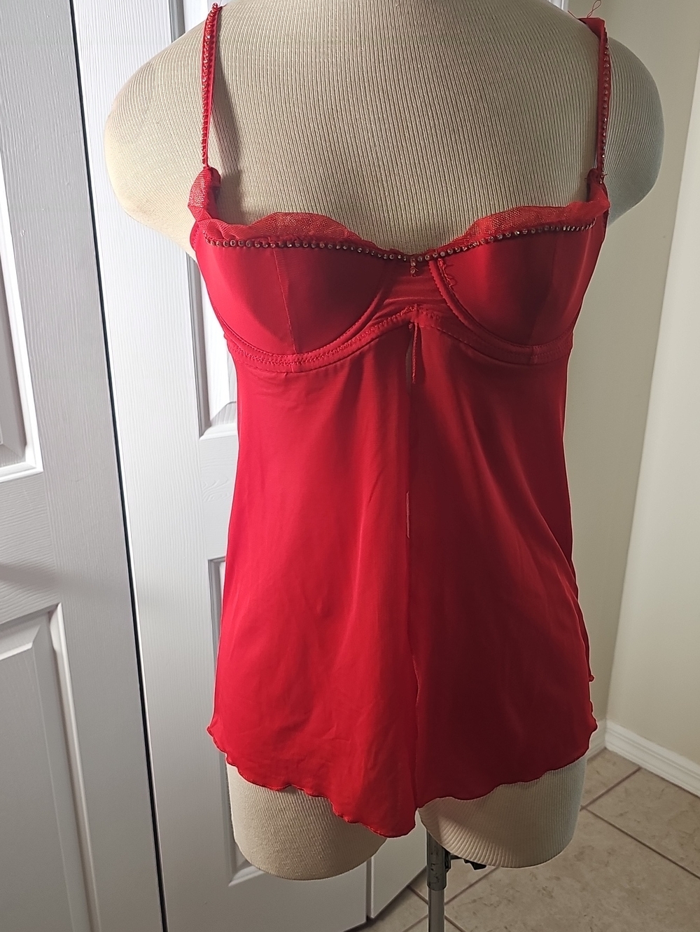 Rampage Red Satin & Lace Babydoll Chemise Rampage Size‎ Small.